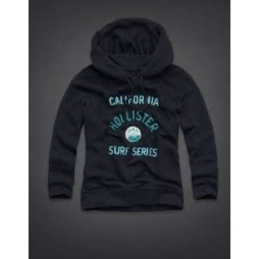 NWT Hollister 2012 Classic Navy Embroidered Surf Logo Hoodie Sweatshirt Jumper - Picture 2 of 6